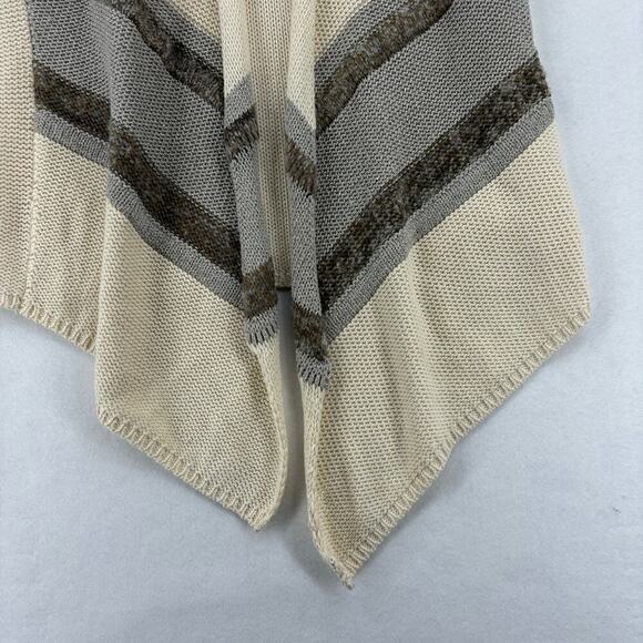 Chico's Cardigan Duster Sweater Vest Size L Cream Beige Silver Thread - Picture 5 of 11
